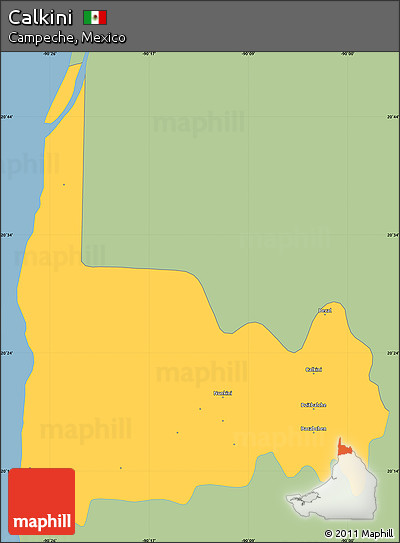 Savanna Style Simple Map of Calkini, single color outside