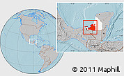 Gray Location Map of Carmen, highlighted parent region, hill shading