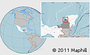 Gray Location Map of Hecelchakan, highlighted country, highlighted parent region, hill shading