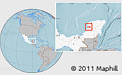 Gray Location Map of Hecelchakan, highlighted country, hill shading