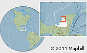 Savanna Style Location Map of Hecelchakan, highlighted parent region, hill shading