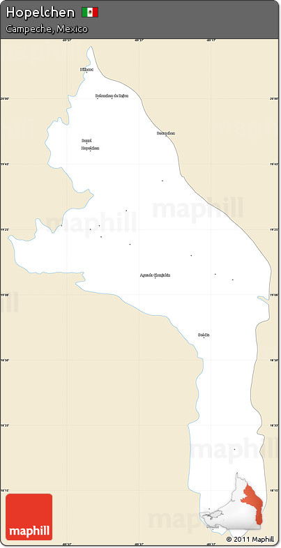 Classic Style Simple Map of Hopelchen, single color outside
