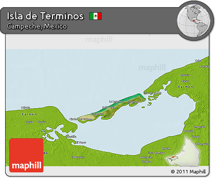 Satellite 3D Map of Isla De Terminos, physical outside