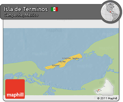 Savanna Style 3D Map of Isla De Terminos, single color outside