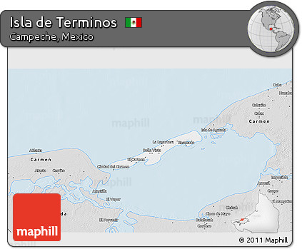 Silver Style 3D Map of Isla De Terminos
