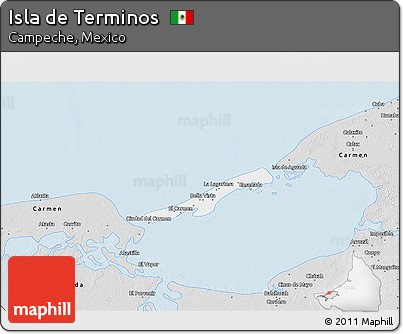 Silver Style 3D Map of Isla De Terminos