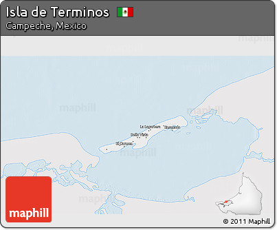 Silver Style 3D Map of Isla De Terminos, single color outside