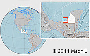 Gray Location Map of Isla de Terminos, highlighted parent region, hill shading