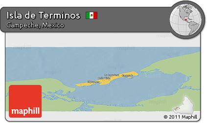 Savanna Style Panoramic Map of Isla De Terminos, single color outside