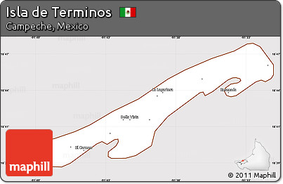 Classic Style Simple Map of Isla De Terminos, cropped outside