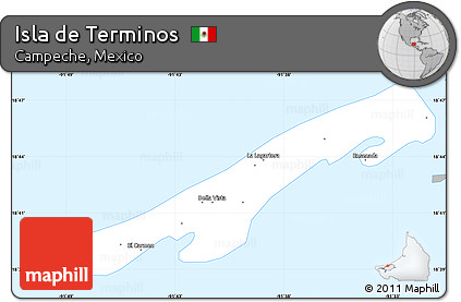 Gray Simple Map of Isla De Terminos, single color outside