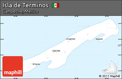 Gray Simple Map of Isla De Terminos, single color outside