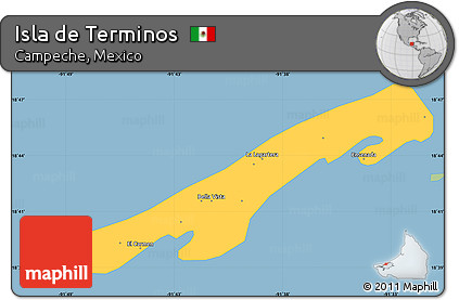Savanna Style Simple Map of Isla De Terminos, single color outside