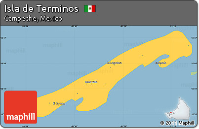 Savanna Style Simple Map of Isla De Terminos, single color outside