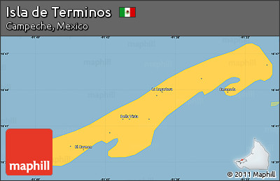 Savanna Style Simple Map of Isla De Terminos, single color outside