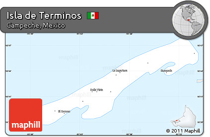 Silver Style Simple Map of Isla De Terminos, single color outside