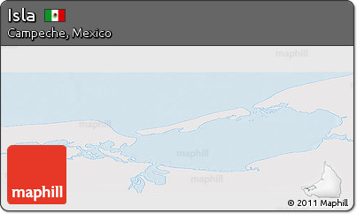 Silver Style Panoramic Map of Isla, single color outside
