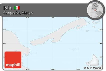 Silver Style Simple Map of Isla, single color outside