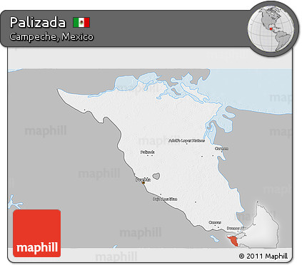 Gray 3D Map of Palizada, single color outside