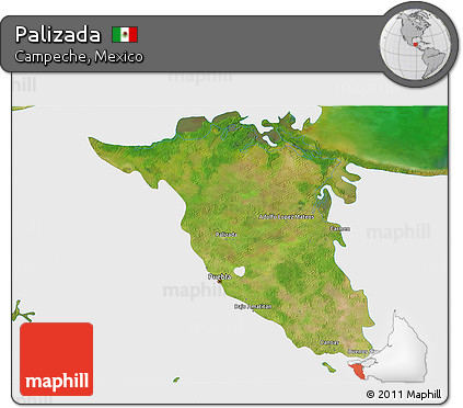 Satellite 3D Map of Palizada, single color outside