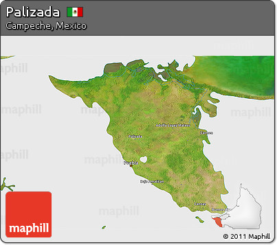 Satellite 3D Map of Palizada, single color outside