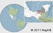 Savanna Style Location Map of Palizada, highlighted country, highlighted parent region, hill shading
