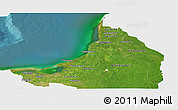 Satellite Panoramic Map of Campeche, single color outside