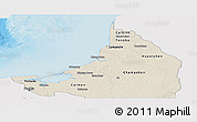 Shaded Relief Panoramic Map of Campeche, single color outside