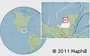 Savanna Style Location Map of Tenabo, highlighted parent region, hill shading