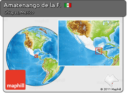Physical Location Map of Amatenango De La F., highlighted country, highlighted parent region, within the entire country