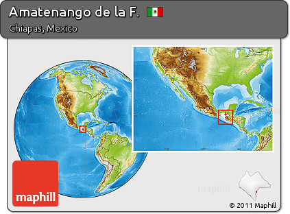 Physical Location Map of Amatenango De La F., highlighted parent region, within the entire country