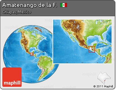 Physical Location Map of Amatenango De La F., highlighted parent region, within the entire country