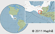 Savanna Style Location Map of Amatenango de la F., highlighted country, hill shading