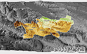Physical 3D Map of Chilon, darken, desaturated