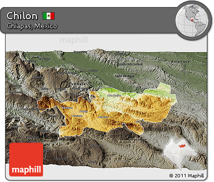 Physical 3D Map of Chilon, darken, semi-desaturated