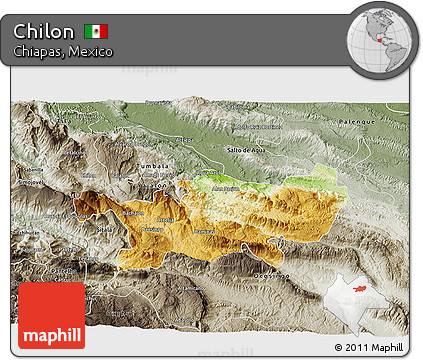 Physical 3D Map of Chilon, semi-desaturated