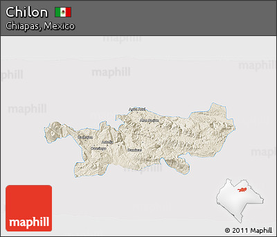 Shaded Relief 3D Map of Chilon, single color outside