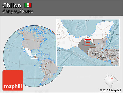 Gray Location Map of Chilon, highlighted country, highlighted parent region, hill shading