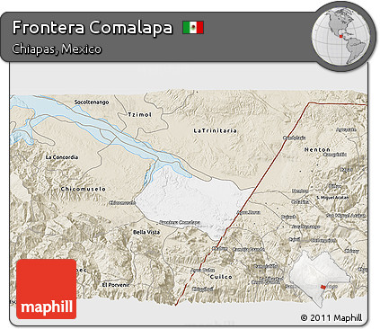 Classic Style 3D Map of Frontera Comalapa