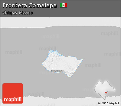 Gray 3D Map of Frontera Comalapa, single color outside