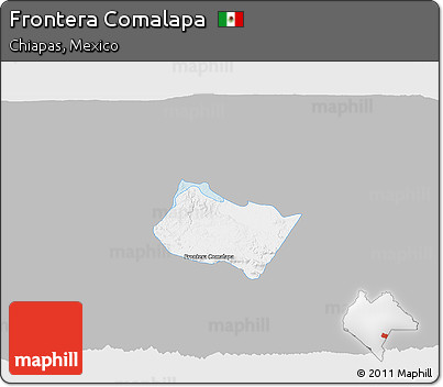 Gray 3D Map of Frontera Comalapa, single color outside