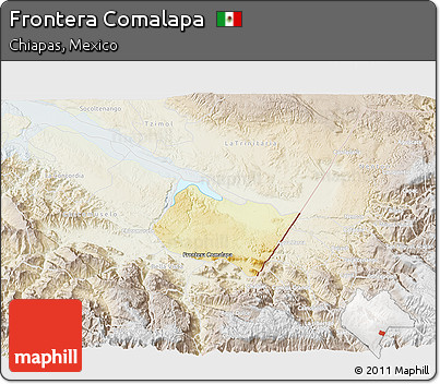 Physical 3D Map of Frontera Comalapa, lighten