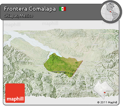 Satellite 3D Map of Frontera Comalapa, lighten