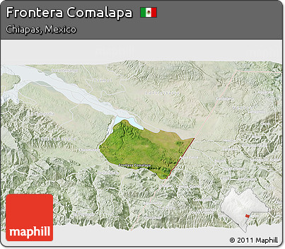 Satellite 3D Map of Frontera Comalapa, lighten