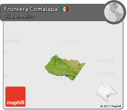 Satellite 3D Map of Frontera Comalapa, single color outside