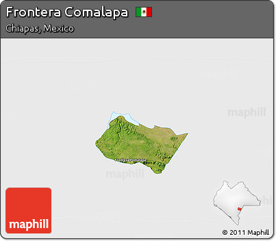 Satellite 3D Map of Frontera Comalapa, single color outside