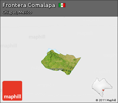 Satellite 3D Map of Frontera Comalapa, single color outside