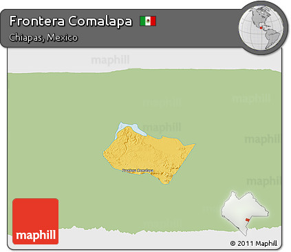 Savanna Style 3D Map of Frontera Comalapa, single color outside