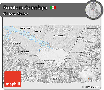 Silver Style 3D Map of Frontera Comalapa