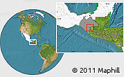 Satellite Location Map of Frontera Comalapa, highlighted country, highlighted parent region